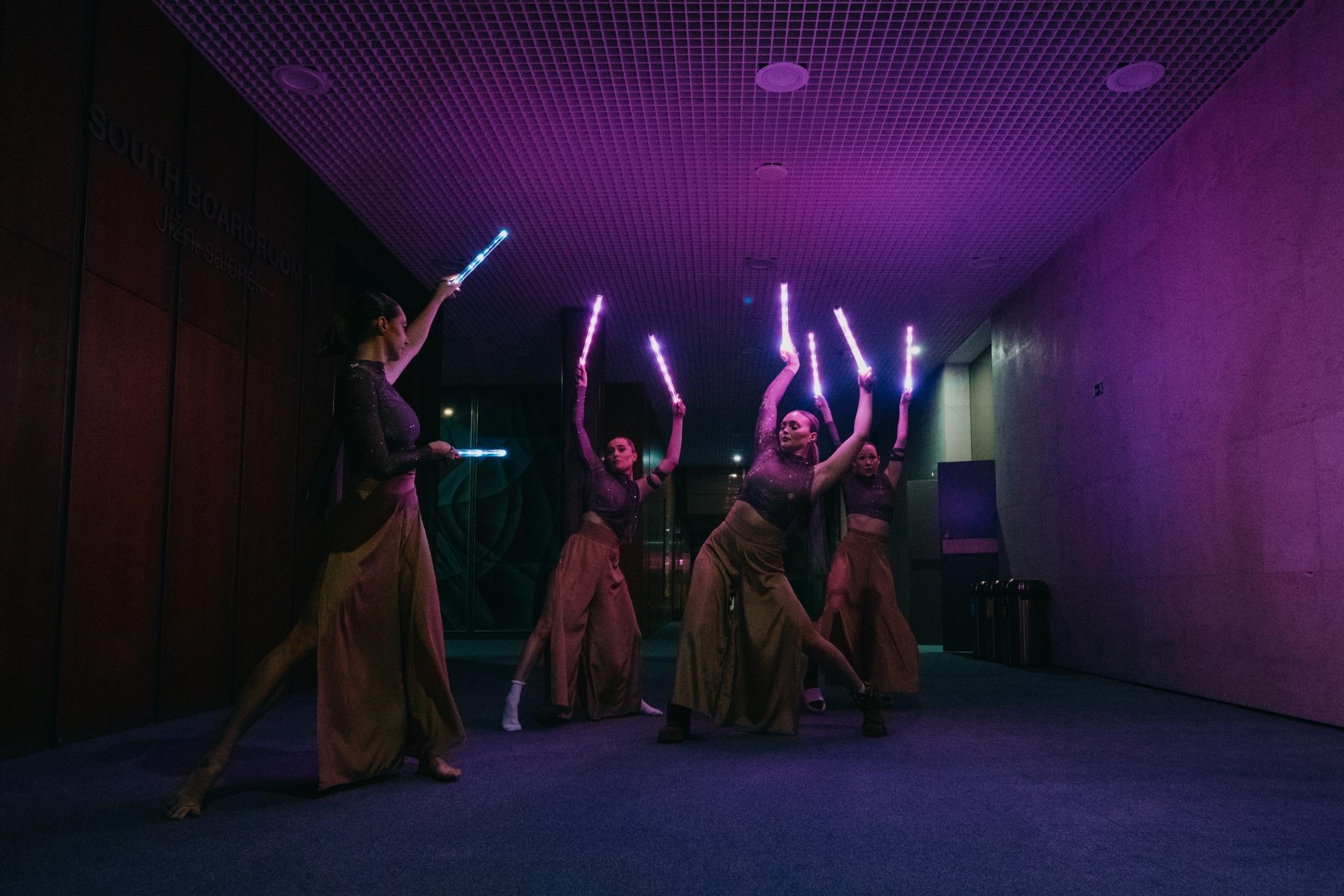 Visual Poi - group performance with light poi